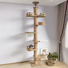 Multi-Level Cat Tower – Synthetic Materials, Neutral Tones
