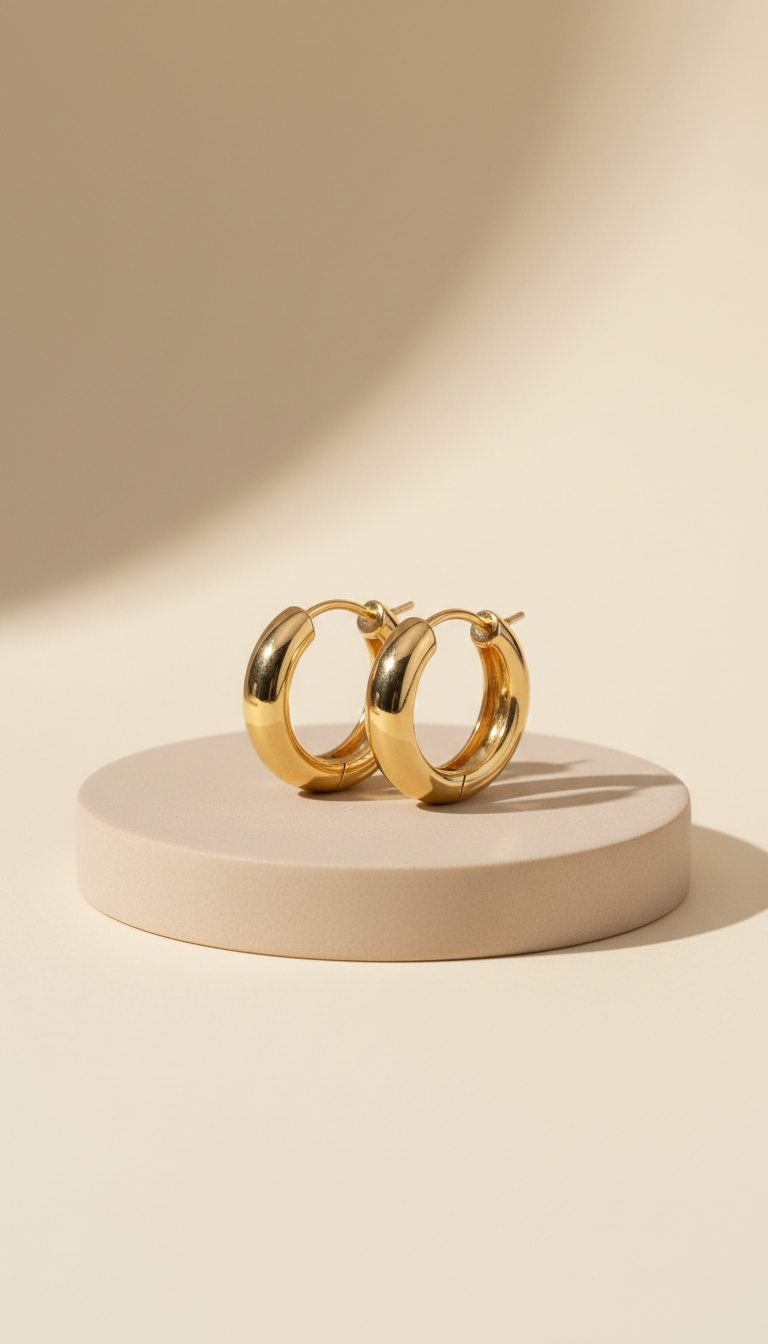 Gold hoop earrings with anti-tarnish finish